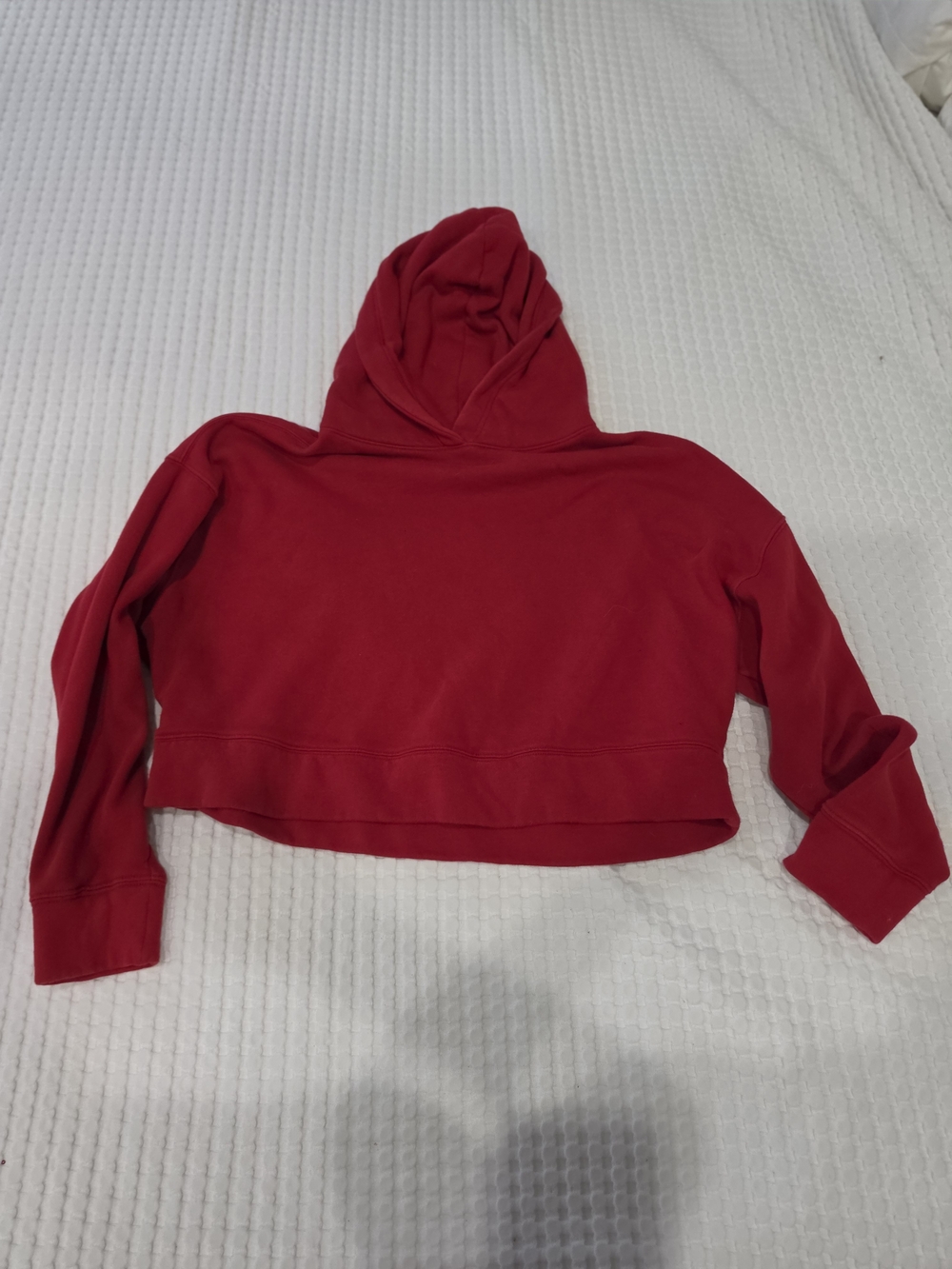 Old Navy Red Cropped Oversized Boxy Fleece Hoodie M